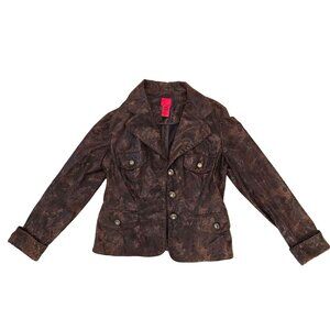 V Cristina Brown Faux Snakeskin Button-Up jacket fall Women size Medium